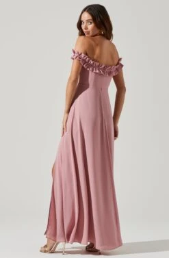 Venetia Off Shoulder Ruffle Trim Maxi Dress -Sun Gaia Dresses Shop ADR101300 VINTAGEROSE 5