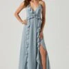 Adoria Ruffle Side Slit Maxi Dress
