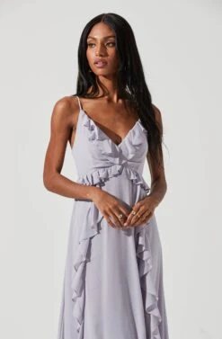 Adoria Ruffle Side Slit Maxi Dress 31 Adoria Ruffle Side Slit Maxi Dress -Sun Gaia Dresses Shop ADR101328 DUSTYLAVENDER 1879