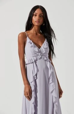 Adoria Ruffle Side Slit Maxi Dress 29 Adoria Ruffle Side Slit Maxi Dress -Sun Gaia Dresses Shop ADR101328 DUSTYLAVENDER 1884