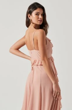Adoria Ruffle Side Slit Maxi Dress 38 Adoria Ruffle Side Slit Maxi Dress -Sun Gaia Dresses Shop ADR101328 NUDEPEACH 1977