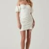 Off Shoulder Ruched Mini Dress -Sun Gaia Dresses Shop ADR101351J WHITE 1