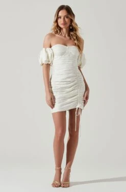 Off Shoulder Ruched Mini Dress