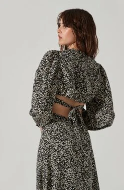 Floral Tie Back Cut Out Midi Dress -Sun Gaia Dresses Shop ADR101392 BLACKWHITEDAISY 4 3e206094 555d 456e 8ab3 3ac240a8debe