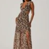 Floral Ruffle Cutout Maxi Dress -Sun Gaia Dresses Shop ADR101396 BLACKMULTIFLORAL 1