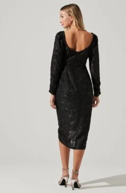 Terese Floral Burnout Tie Waist Midi Dress -Sun Gaia Dresses Shop ADR101416 BLACK 5