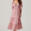 Floral Smocked Waist Tiered Midi Dress -Sun Gaia Dresses Shop ADR101527 PINKFLORAL 5 2