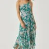 Emmylou Floral One Shoulder Midi Dress -Sun Gaia Dresses Shop ADR101528 GREENPURPLEFLORAL 1