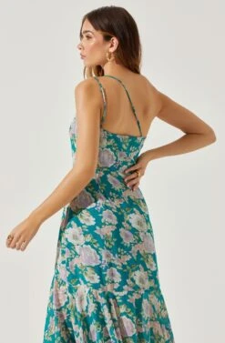 Emmylou Floral One Shoulder Midi Dress -Sun Gaia Dresses Shop ADR101528 GREENPURPLEFLORAL 6