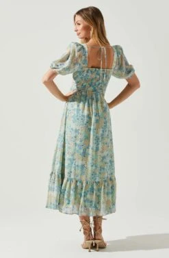 Floral Sweetheart Neck Midi Dress -Sun Gaia Dresses Shop ADR101552 GREENBLUEFLORAL 6
