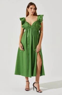 Flutter Sleeve Tie Back Maxi Dress -Sun Gaia Dresses Shop ADR101610 GREENAPPLE 1