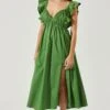 Flutter Sleeve Tie Back Maxi Dress -Sun Gaia Dresses Shop ADR101610 GREENAPPLE 2