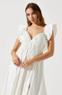 Flutter Sleeve Tie Back Maxi Dress -Sun Gaia Dresses Shop ADR101610 WHITE 4