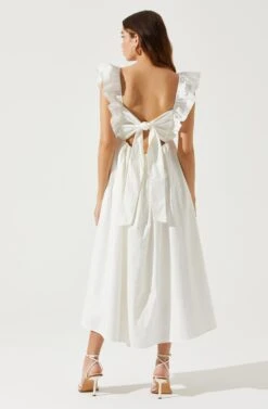 Flutter Sleeve Tie Back Maxi Dress -Sun Gaia Dresses Shop ADR101610 WHITE 5