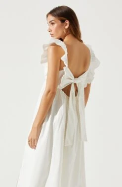 Flutter Sleeve Tie Back Maxi Dress -Sun Gaia Dresses Shop ADR101610 WHITE 6