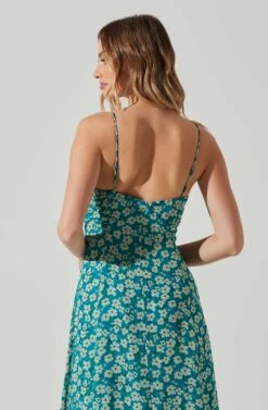 Floral Ruched Bust Midi Dress -Sun Gaia Dresses Shop ADR101663 BLUEFLORAL 5