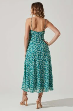 Floral Ruched Bust Midi Dress -Sun Gaia Dresses Shop ADR101663 BLUEFLORAL 6