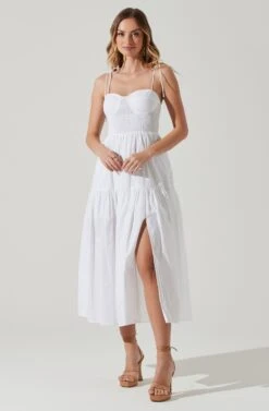Tiered Smocked Midi Dress 32 Tiered Smocked Midi Dress -Sun Gaia Dresses Shop ADR101693 WHITE 1
