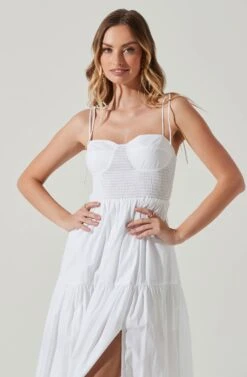 Tiered Smocked Midi Dress 33 Tiered Smocked Midi Dress -Sun Gaia Dresses Shop ADR101693 WHITE 3