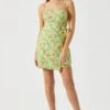 Keyhole Wrap Floral Mini Dress 1 Keyhole Wrap Floral Mini Dress -Sun Gaia Dresses Shop ADR101709 GREENMULTIFLORAL 1