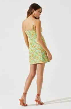 Keyhole Wrap Floral Mini Dress 18 Keyhole Wrap Floral Mini Dress -Sun Gaia Dresses Shop ADR101709 GREENMULTIFLORAL 5