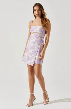 Keyhole Wrap Floral Mini Dress 21 Keyhole Wrap Floral Mini Dress -Sun Gaia Dresses Shop ADR101709 LAVENDERFLORAL 2