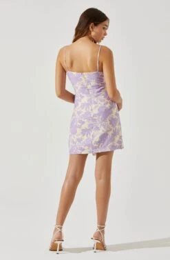 Keyhole Wrap Floral Mini Dress 23 Keyhole Wrap Floral Mini Dress -Sun Gaia Dresses Shop ADR101709 LAVENDERFLORAL 6