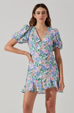 Flutter Sleeve Cutout Floral Mini Dress -Sun Gaia Dresses Shop ADR101724 WHITEMULTIFLORAL 1