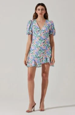 Flutter Sleeve Cutout Floral Mini Dress -Sun Gaia Dresses Shop ADR101724 WHITEMULTIFLORAL 3