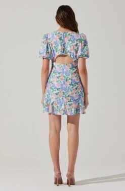 Flutter Sleeve Cutout Floral Mini Dress -Sun Gaia Dresses Shop ADR101724 WHITEMULTIFLORAL 4