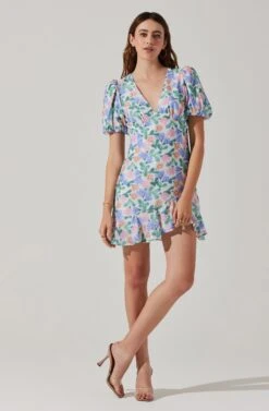 Flutter Sleeve Cutout Floral Mini Dress -Sun Gaia Dresses Shop ADR101724 WHITEMULTIFLORAL 5