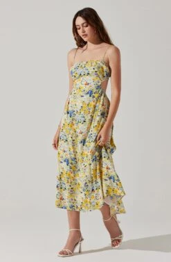 Open Back Floral Midi Dress -Sun Gaia Dresses Shop ADR101751 YELLOWBLUEABSTRACT 2