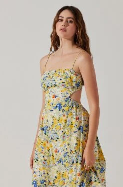 Open Back Floral Midi Dress -Sun Gaia Dresses Shop ADR101751 YELLOWBLUEABSTRACT 3