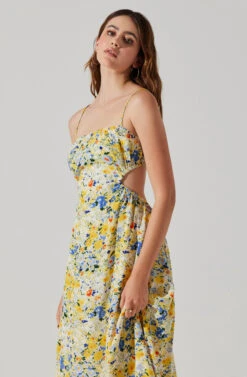 Open Back Floral Midi Dress -Sun Gaia Dresses Shop ADR101751 YELLOWBLUEABSTRACT 4