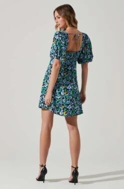 Floral Puff Sleeve Mini Dress 25 Floral Puff Sleeve Mini Dress -Sun Gaia Dresses Shop ADR101755 PERIWINKLEBLKMULTI 6
