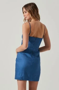 Side Ruched Mini Dress -Sun Gaia Dresses Shop ADR101762 INDIGO 5