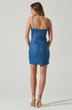 Side Ruched Mini Dress -Sun Gaia Dresses Shop ADR101762 INDIGO 6