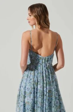 Floral Pleated Midi Dress -Sun Gaia Dresses Shop ADR101774 BLUEFLORAL 5