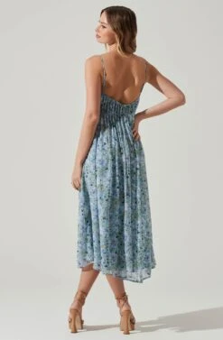 Floral Pleated Midi Dress -Sun Gaia Dresses Shop ADR101774 BLUEFLORAL 6