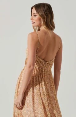 Floral Pleated Midi Dress -Sun Gaia Dresses Shop ADR101774 YELLOWPINKFLORAL 5