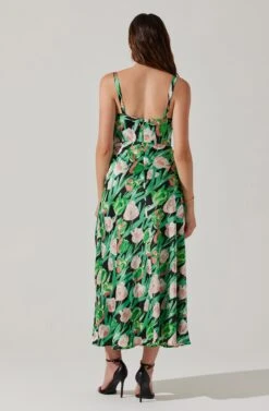 Satin Corset Floral Maxi Dress -Sun Gaia Dresses Shop ADR101783 PINKGREENFLORAL 5