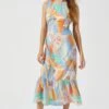High Neck Open Back Midi Dress -Sun Gaia Dresses Shop ADR101799 ORANGEBLUEMULTIFL 2