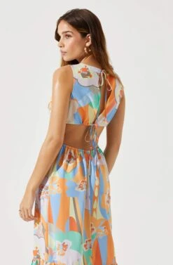 High Neck Open Back Midi Dress -Sun Gaia Dresses Shop ADR101799 ORANGEBLUEMULTIFL 6