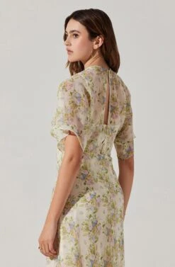 Flutter Sleeve Open Back Maxi Dress -Sun Gaia Dresses Shop ADR101803 CREAMMULTIFLORAL 6