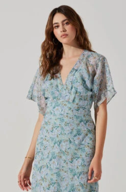 Flutter Sleeve Open Back Maxi Dress -Sun Gaia Dresses Shop ADR101803 LIGHTBLUEMULTIFRL 3