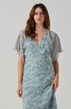 Flutter Sleeve Open Back Maxi Dress -Sun Gaia Dresses Shop ADR101803 LIGHTBLUEMULTIFRL 4