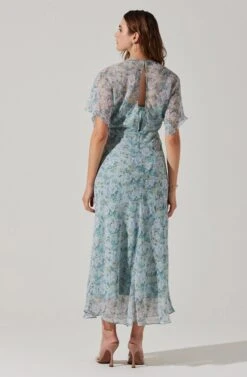 Flutter Sleeve Open Back Maxi Dress -Sun Gaia Dresses Shop ADR101803 LIGHTBLUEMULTIFRL 5