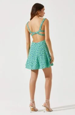 Sweetheart Neck Open Back Mini Dress -Sun Gaia Dresses Shop ADR101821 GREENBLUEFLORAL 5