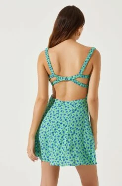 Sweetheart Neck Open Back Mini Dress -Sun Gaia Dresses Shop ADR101821 GREENBLUEFLORAL 6