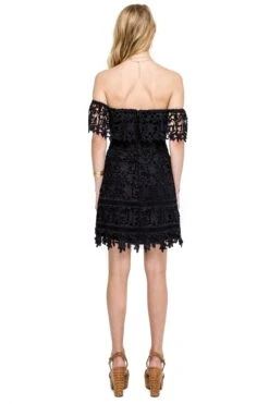 Lace Off Shoulder Dress -Sun Gaia Dresses Shop ALD42050 BLACK 3